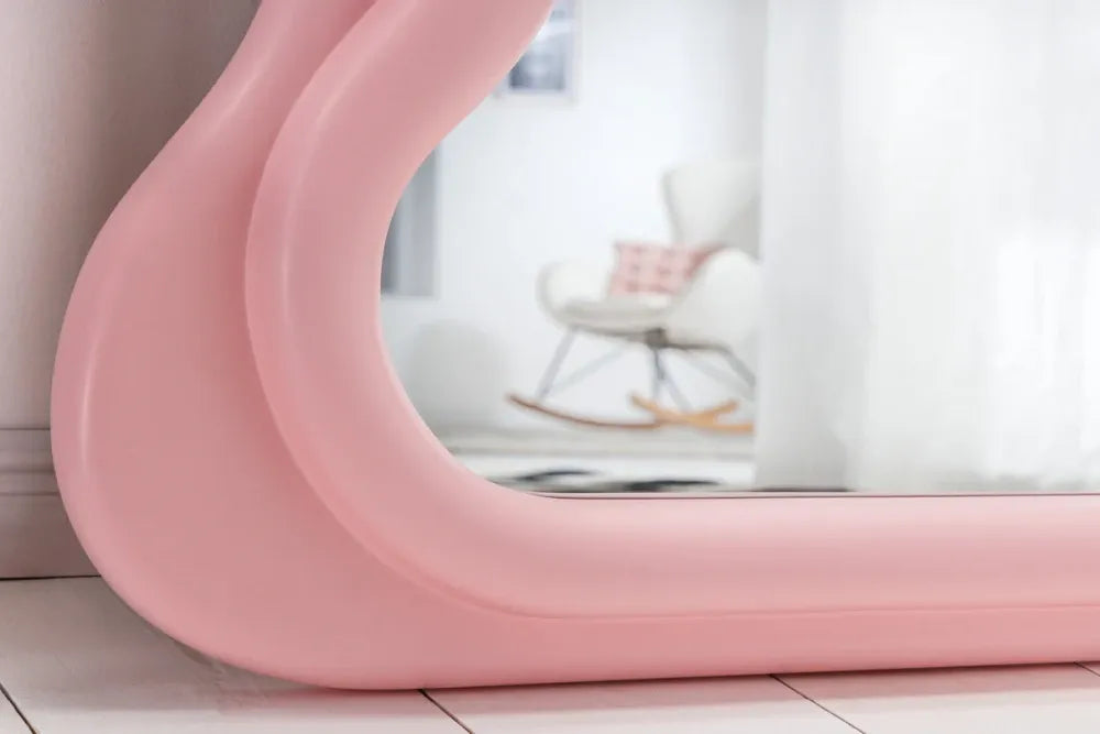 Oglinda cu rama din Poliuretan/MDF Roz H160xL70cm Curvy