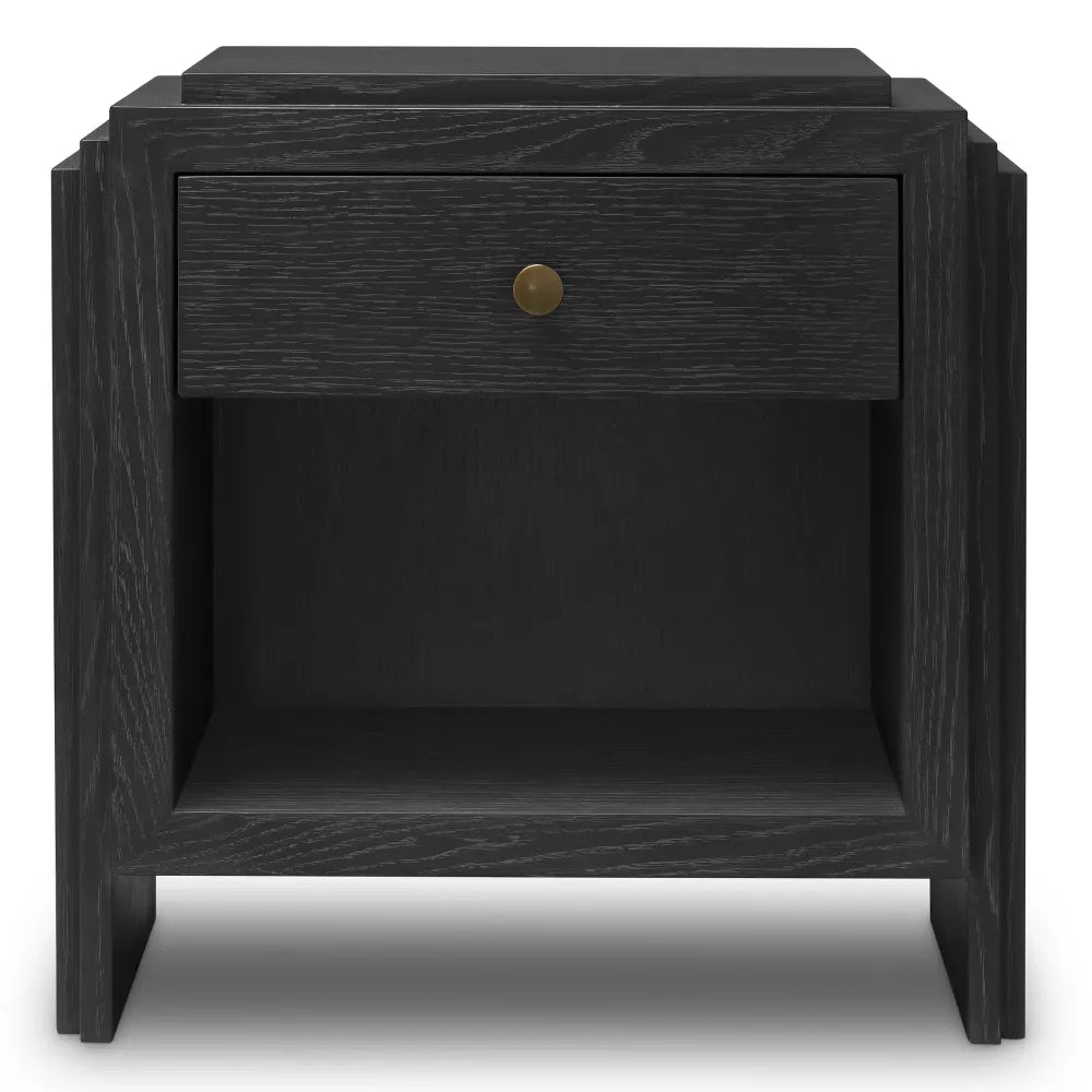 Noptiera din Furnir de stejar Gri carbune L58xH57cm ArtDeco Eichholtz