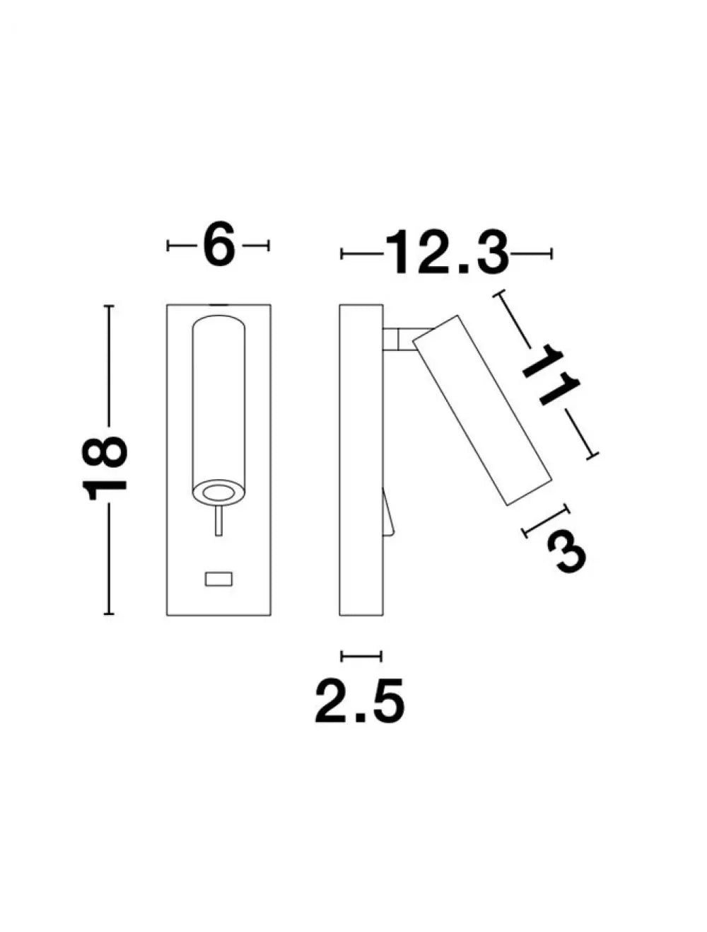 Aplica de perete din Aluminiu Negru H18xL6cm IP20 3W 210lm 3000k FUSE