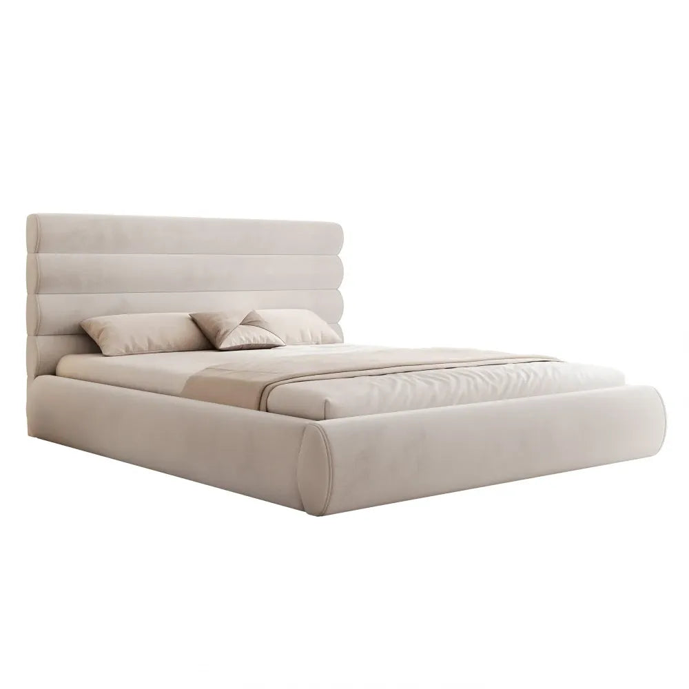 Pat 180 x 200 tapitat cu Catifea Riviera Gri Veya