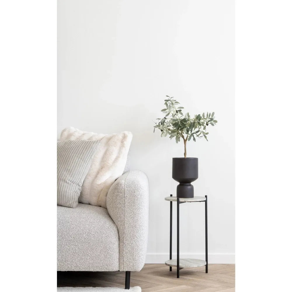Coltar orientare stanga cu picioare din Metal Negru tapitat cu Stofa boucle Gri L265xH78cm Salvador