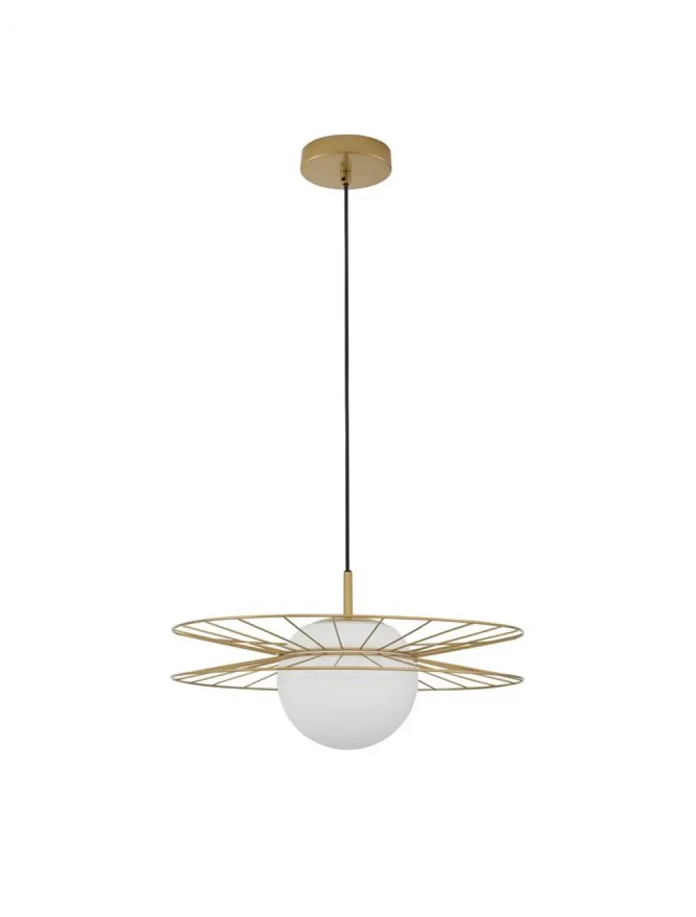 Pendul structura din Metal Auriu si abajur din Sticla Alb H150xL45cm IP20 ELLERY