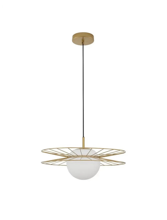 Pendul structura din Metal Auriu si abajur din Sticla Alb H150xL45cm IP20 ELLERY