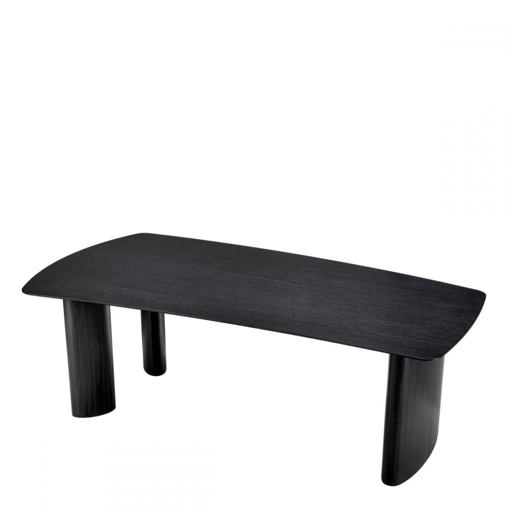 Masa Dreptunghiulara Bergman S Eichholtz din Furnir de stejar Negru de 6-8 persoane L230xH76.5cm