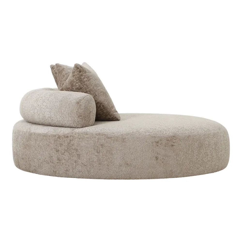 Canapea rotunda tapitata cu Chenille bej 160xH60cm Cairo