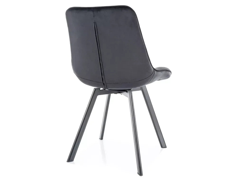 Set 2 scaune din Catifea Negru si Metal Negru Hx88Lx51xA60cm Monti