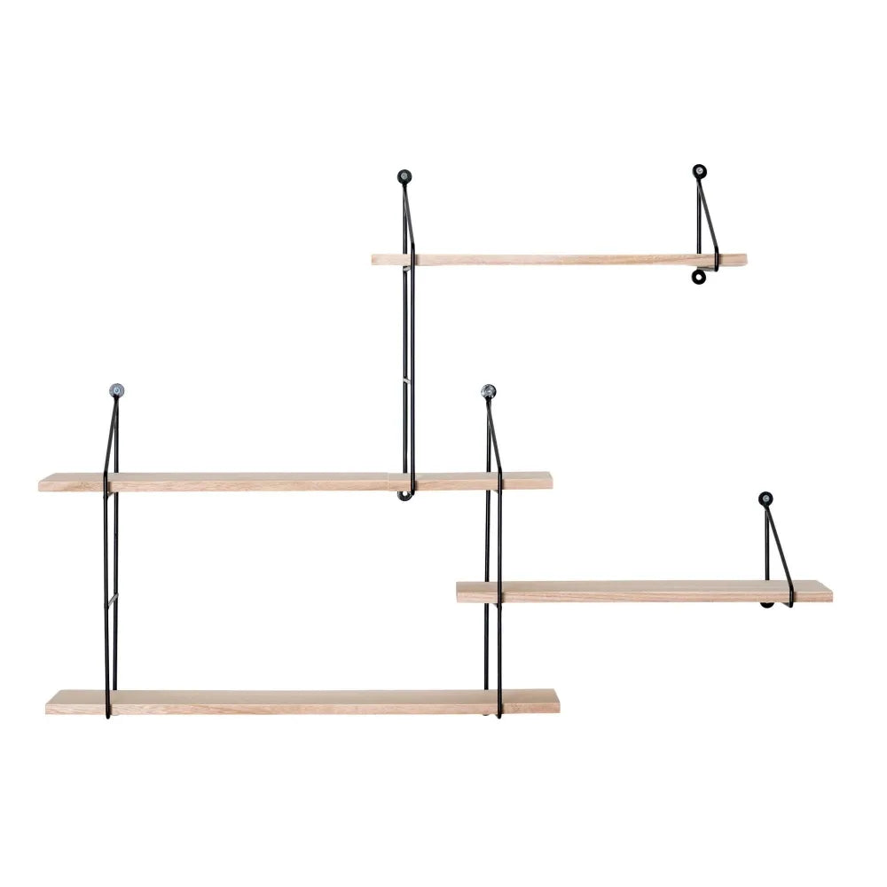 Raft de perete din Lemn Maro si Metal Negru L99xH62cm Harlem