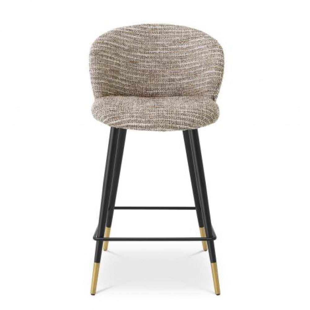 Scaun de insula tapitat cu Material Textil Bej cu picioare din Metal Negru/Auriu H93xL51xA54cm Volante
