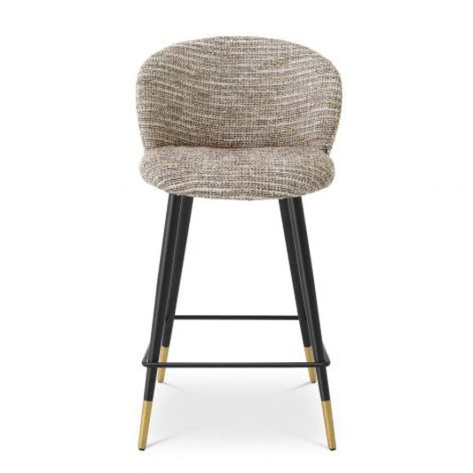 Scaun de insula tapitat cu Material Textil Bej cu picioare din Metal Negru/Auriu H93xL51xA54cm Volante