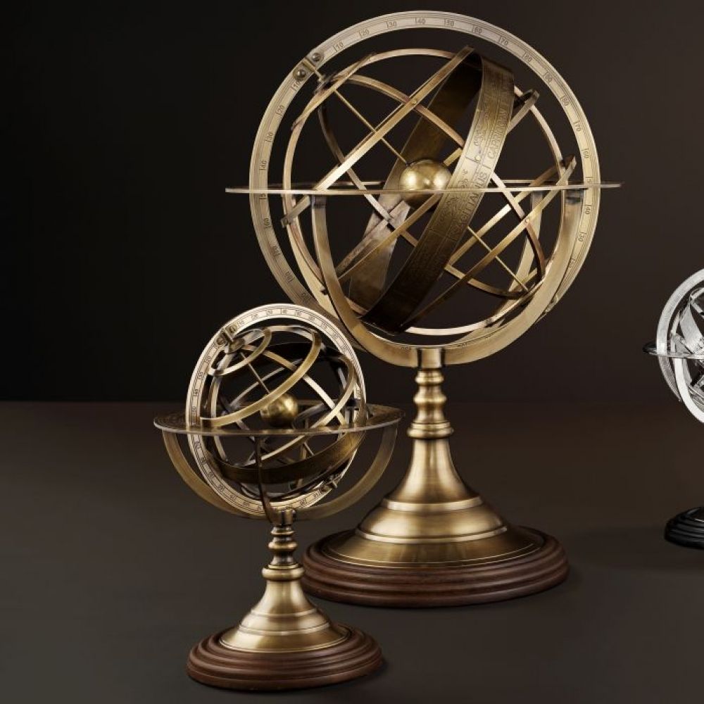 Obiect decorativ  din Metal Auriu D32xH52cm Globe