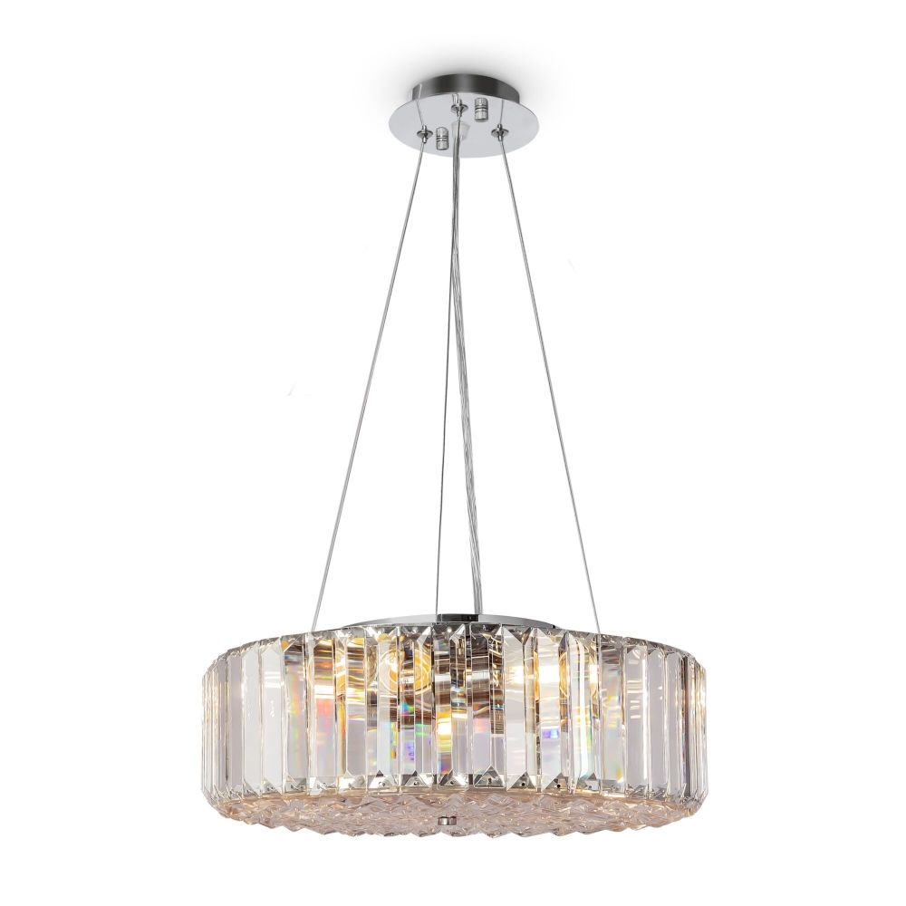 Lustra rotunda cu inaltime reglabila din Cristal Transparent cu 6 becuri D40xH86cm Recinto