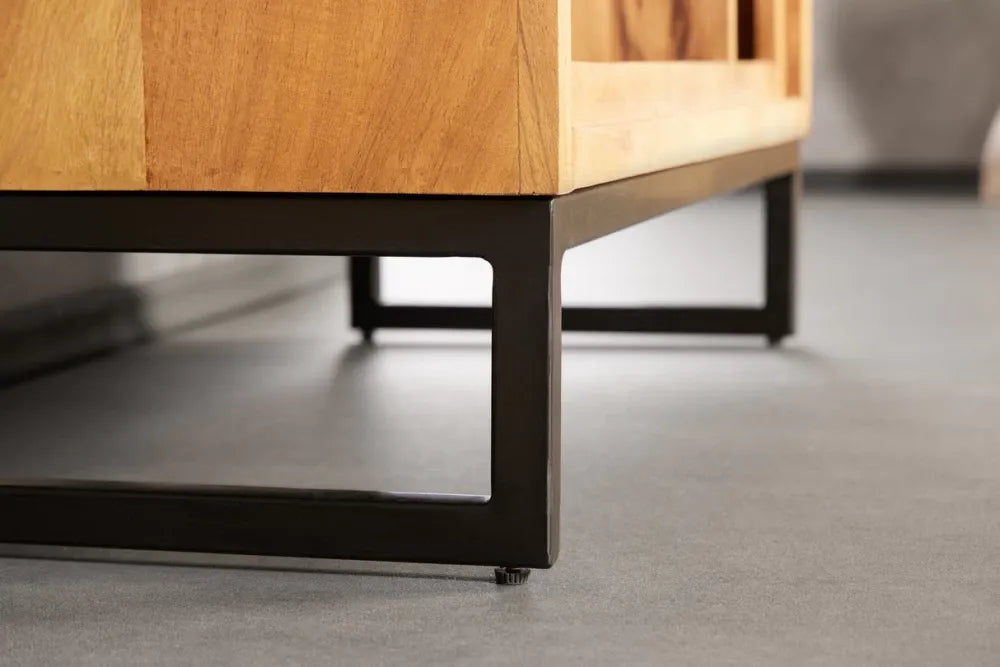 Etajera din Lemn de salcam Maro si Metal Negru L88xH190cm CUBUS