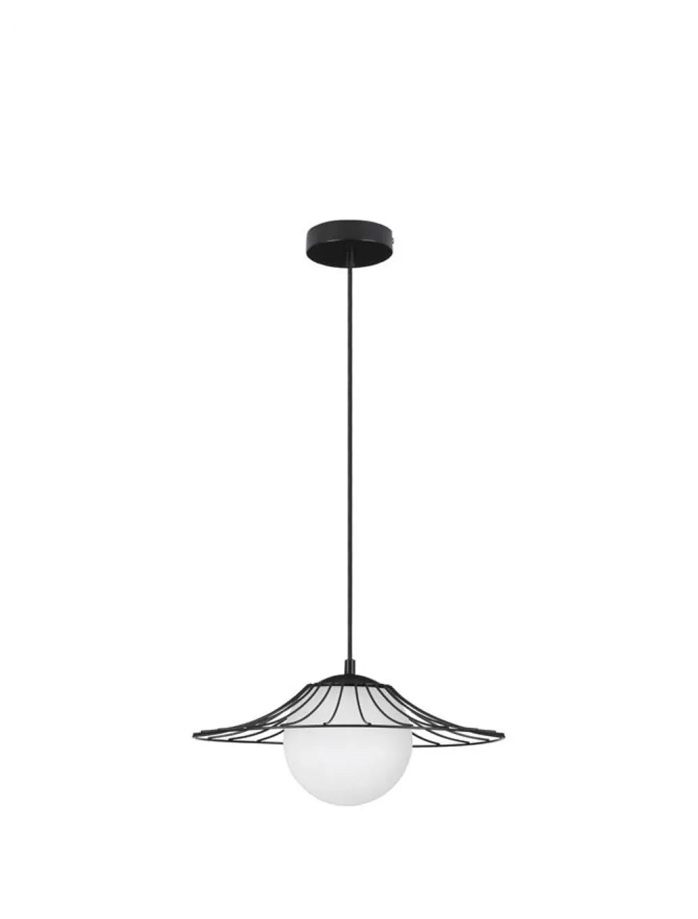 Pendul structura din Metal Negru si abajur din Sticla Alb H115xL36cm IP20 FLY