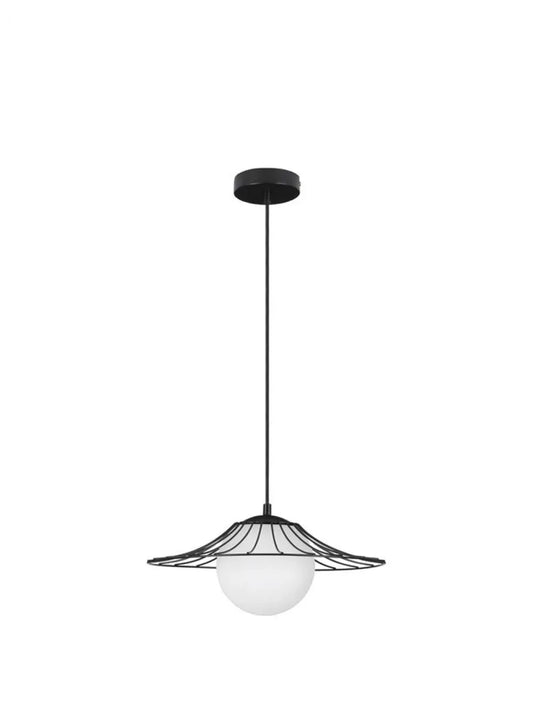 Pendul structura din Metal Negru si abajur din Sticla Alb H115xL36cm IP20 FLY
