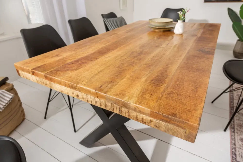 Masa din Lemn de mango Maro si Metal Negru L160xH77cm Iron craft