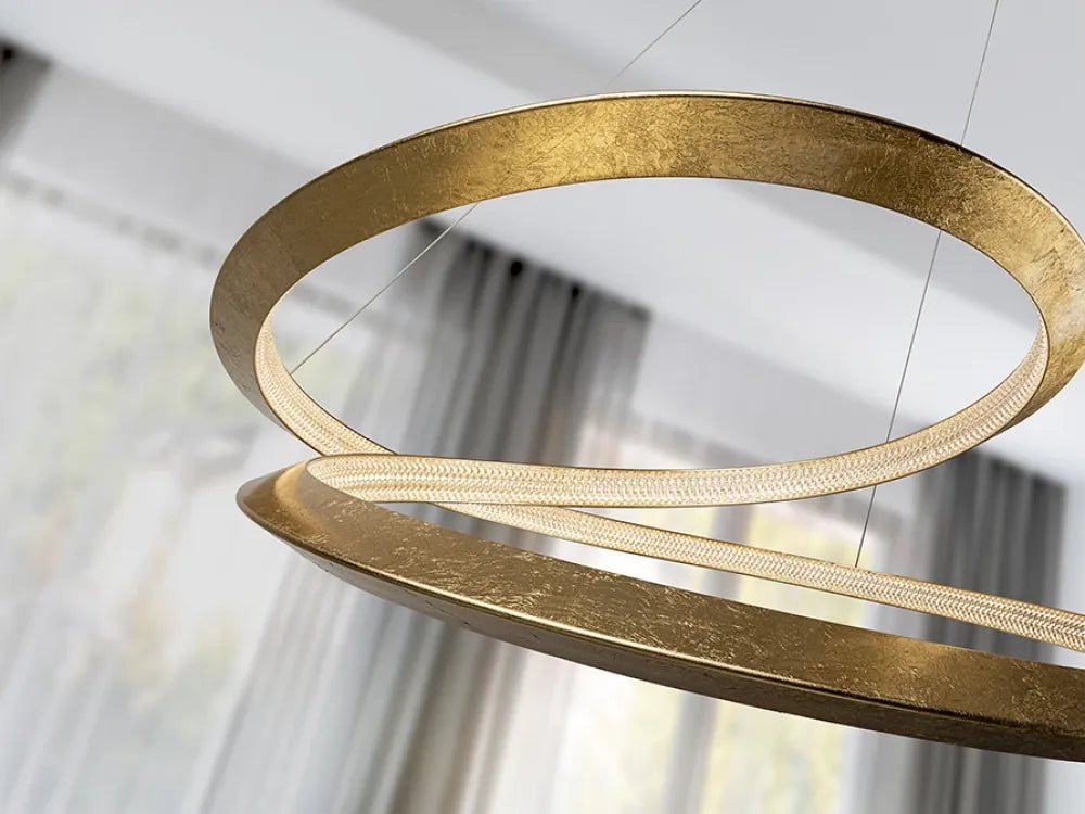 Lustra cu telecomanda din Metal Auriu H120xD60cm Eternity