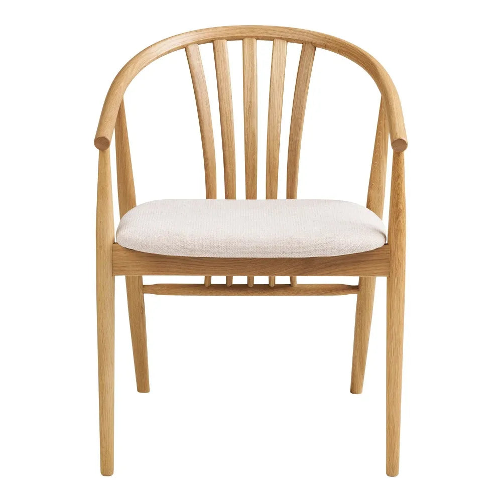 Scaun din Stofa Bej si Lemn de stejar Maro L54xH78cm Agustin
