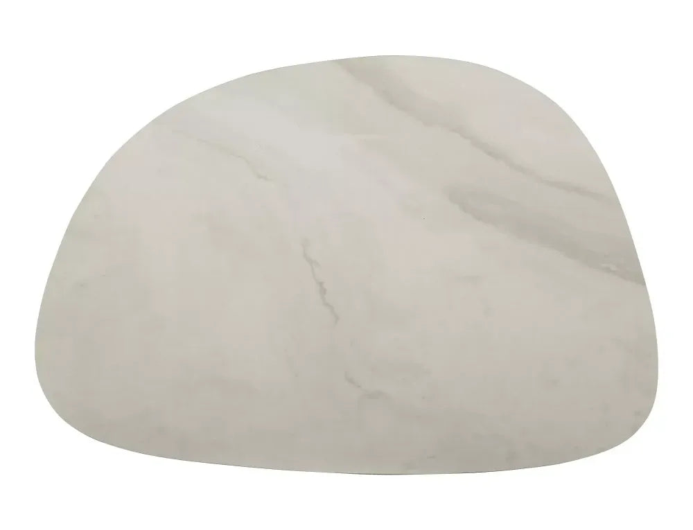 Masuta de cafea din Metal Cupru si Sticla securizata+Ceramica Alb lucios cu efect de marmura L75xH50cm Bello
