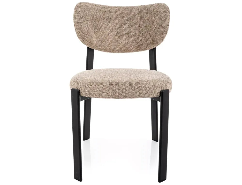 Set 2 Scaune din Stofa Bej si Metal Negru H79xL49xA61cm Rin