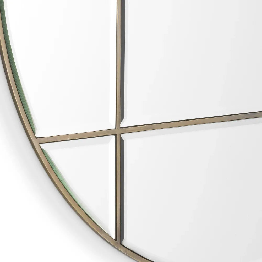 Oglinda rotunda cu rama din Metal/MDF Alama D110cm Beaumont round Eichholtz