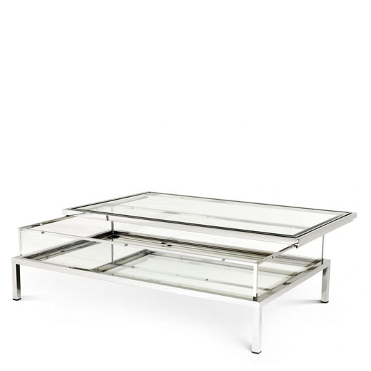 Masuta de cafea Dreptunghiulara din Otel inoxidabil si Sticla Argintiu/Transparent L140xH41cm Harvey