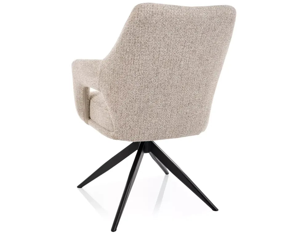 Scaun rotativ din Stofa Bej si Metal Negru H86xL59xA65cm Olsen