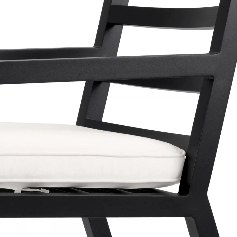 Scaun de exterior din Metal Negru si Stofa Alb H86xL55.5xA66.5cm Delta Eichholtz