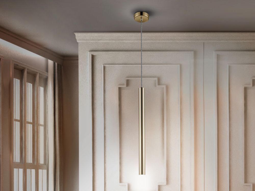 Pendul cu inaltime reglabila din Metal Auriu cu LED D3xH140cm Varas