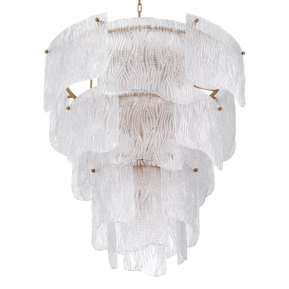 Candelabru din Otel inoxdabil Alama atichizata si Sticla texturata Transparent H83xD83cm Asinara L Eichholtz