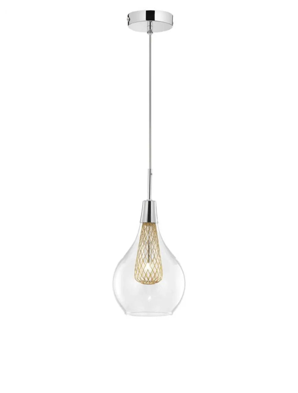 Pendul structura din Aluminiu Argintiu si abajur din Sticla Transparent H120xL16cm IP20 FILO