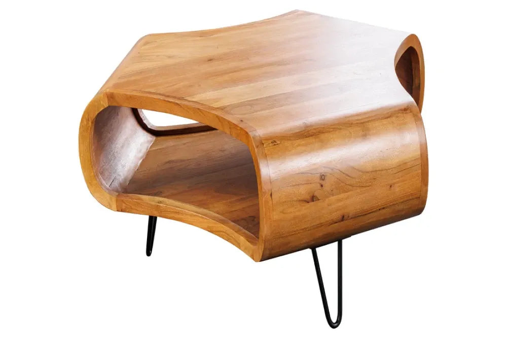 Masuta de cafea din Lemn de salcam Maro honey si Metal Negru L70xH46cm ORGANIC LIVING