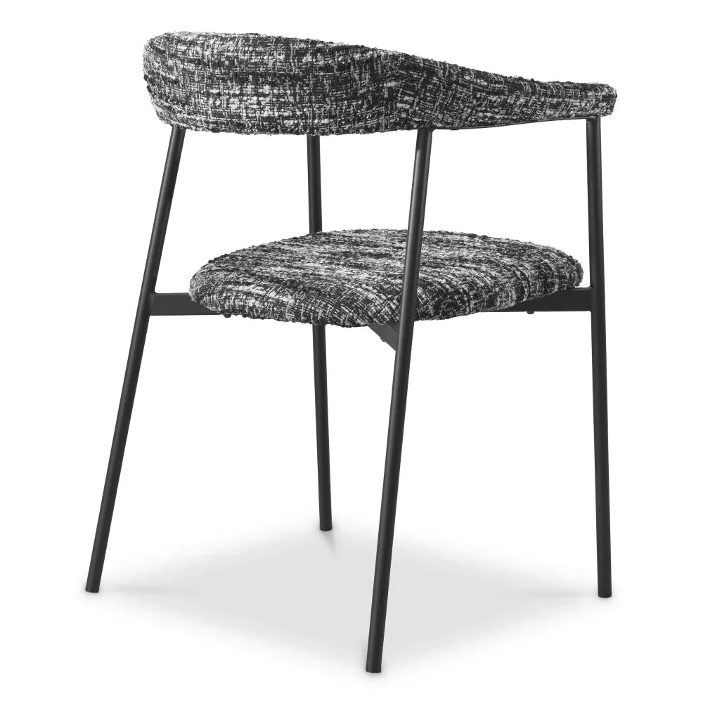 Set 2 scaune tapitat cu Stofa boucle Negru L57xA55xH77.5cm Julio Eichholtz