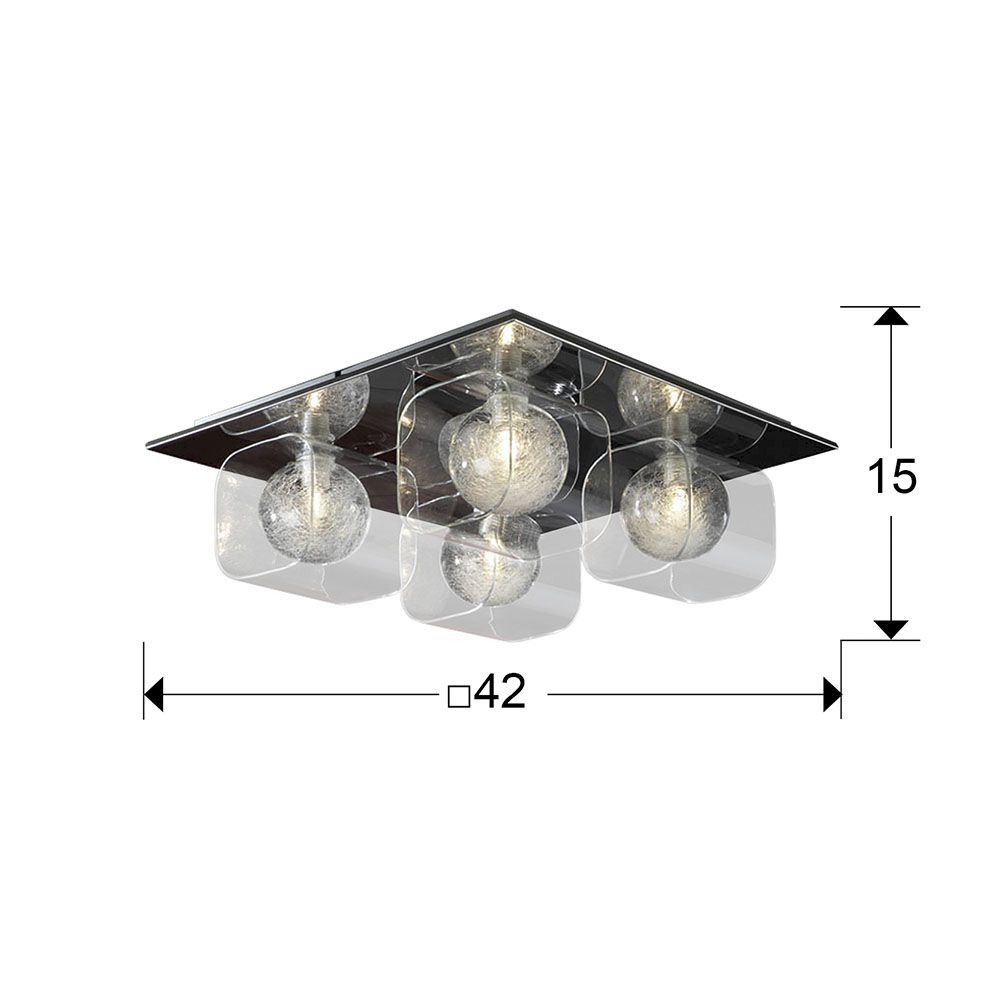 Plafoniera Patrata din Metal si Sticla Argintiu/Transparent Eclipse L42xH15cm