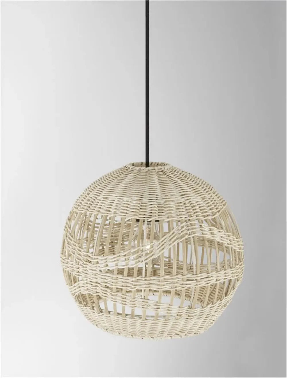 Pendul structura din Metal Negru si abajur din Ratan Bej H195xL30cm IP20 MARLO