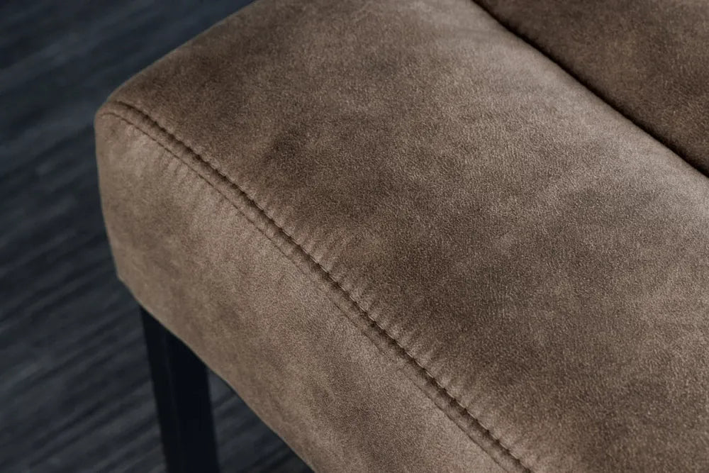 Bancheta din Metal Negru si Microfibra Maro taupe H40xL108cm Petit beaute