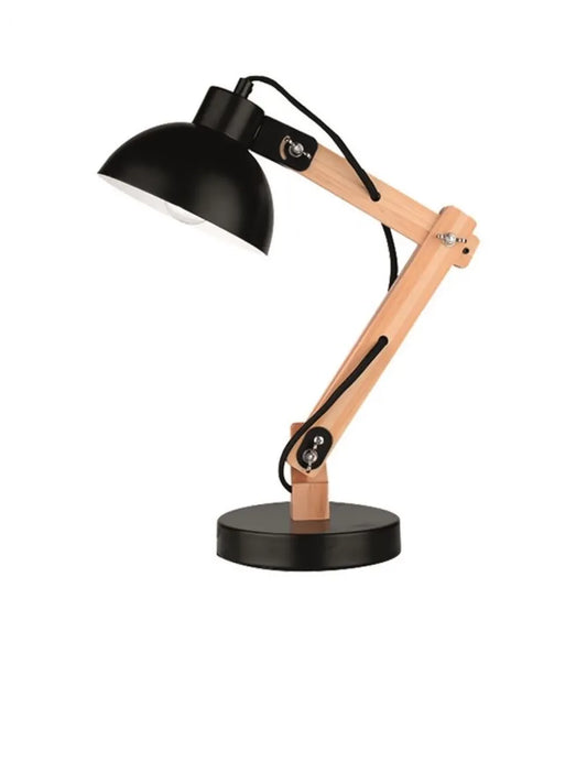Veioza structura din Metal si Lemn Negru si abajur din Metal Negru H59xL16cm IP20 LILA