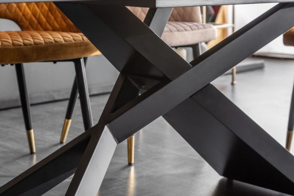 Masa extensibila dreptunghiulara din Ceramica Gri/Negru de 8-10 persoane L180/260x90cm Euphoria
