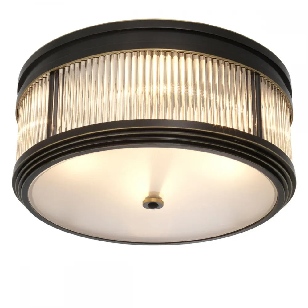 Plafoniera din Metal Bronz si Sticla Transparent H18.5xD40.5cm Rousseau Eichholtz
