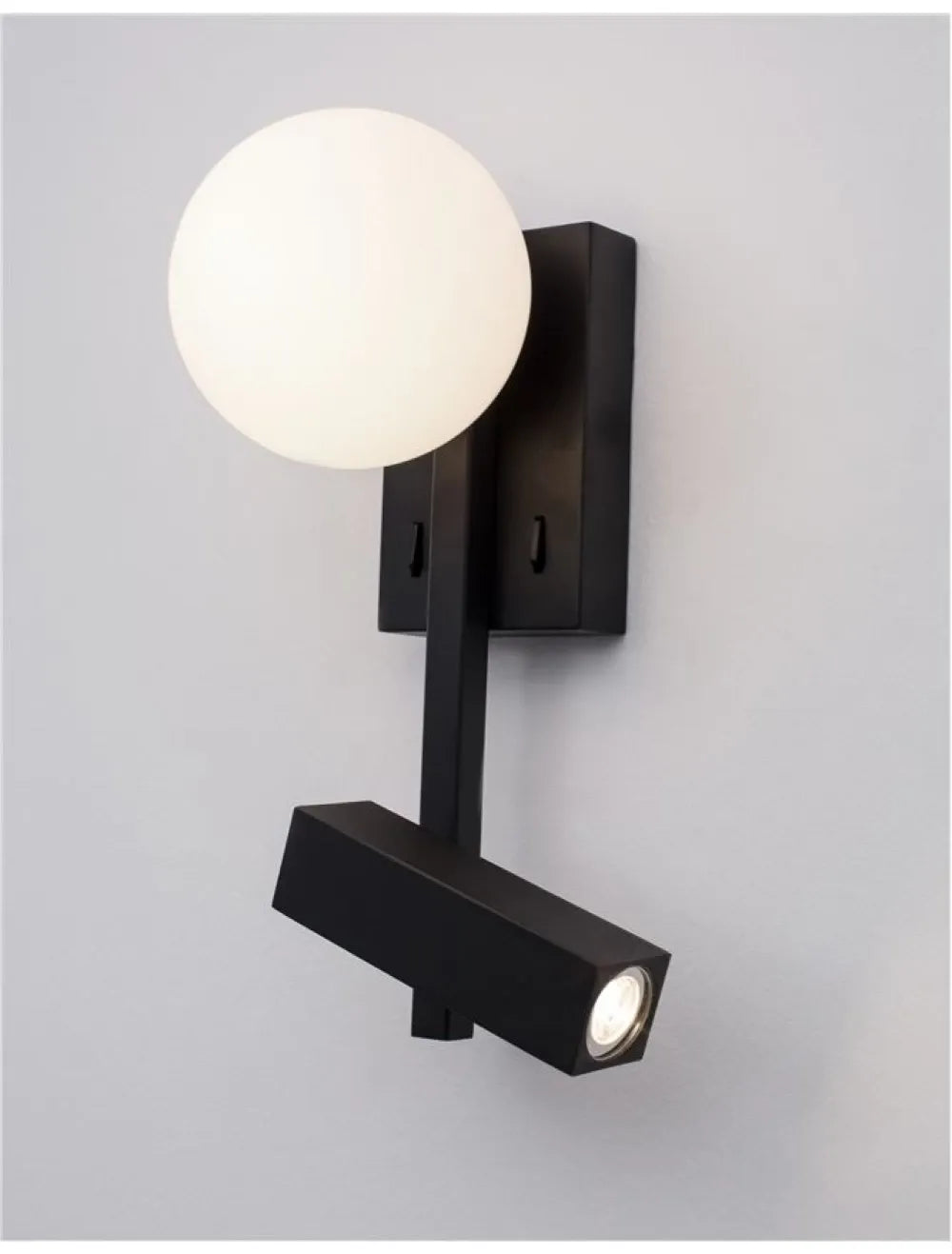 Aplica de perete structura din Metal Negru si abajur din Sticla Alb H26xL14cm IP20 8W 650lm 3200k JOLINE
