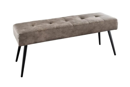 Bancheta din Metal Negru si Microfibra Maro taupe H45xL100cm Boutique