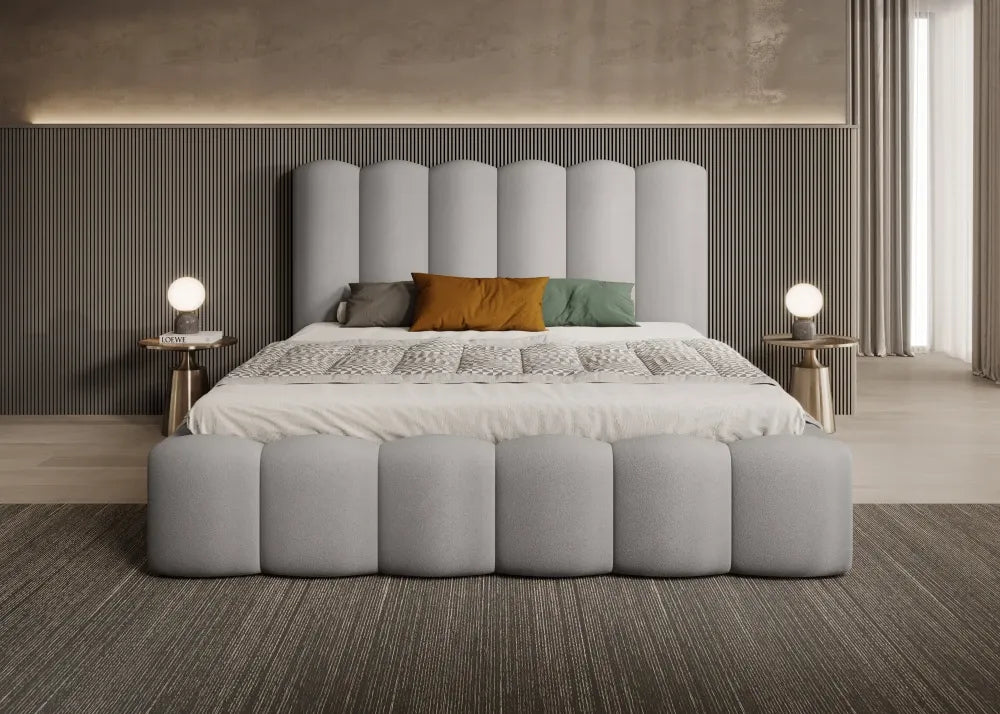 Pat 120 x 200 tapitat cu Catifea Magic velvet Gri deschis Aveline