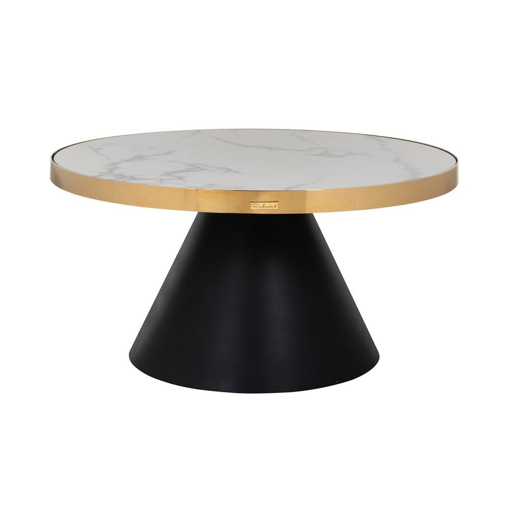 Masuta de cafea rotunda din marmura artificiala si Metal Alb/Negru D80xH41cm Odin Richmond Interiors