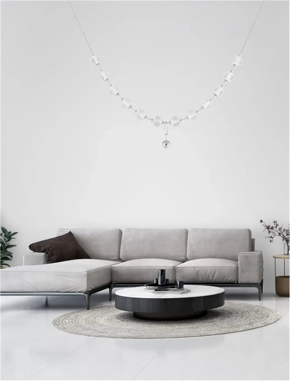Candelabru structura din Aluminiu Argintiu si abajur din Acrilic Transparent H120xL185cm IP20 49W 3256lm 3200k BRILLANTE