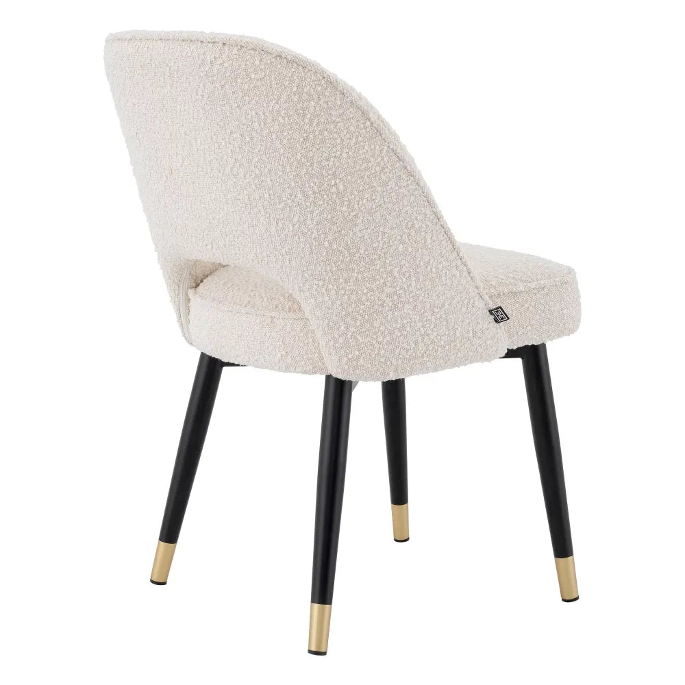 Set 2 scaune tapitat cu Stofa boucle Crem cu picioare din Metal Negru/Auriu H84xL53xA56cm Cliff Eichholtz