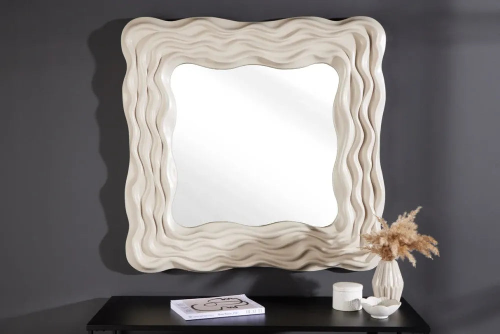 Oglinda cu rama din Poliuretan Bej H90xL90cm Wave