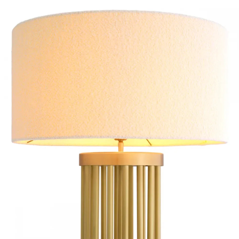 Lampa de podea din Metal/Marmura Alama si Stofa boucle Alb H188xD55cm Condo Eichholtz