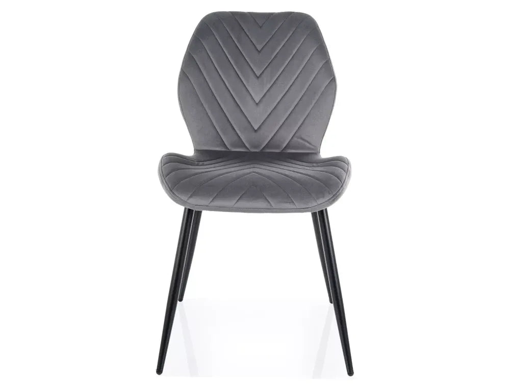 Set 2 scaune din Catifea Gri si Metal Negru Hx86Lx48xA56cm Mike