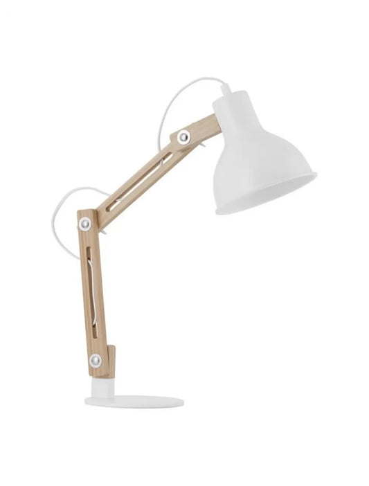 Veioza structura din Metal si Lemn Alb si abajur din Metal Alb H45.5xL15cm IP20 GROU