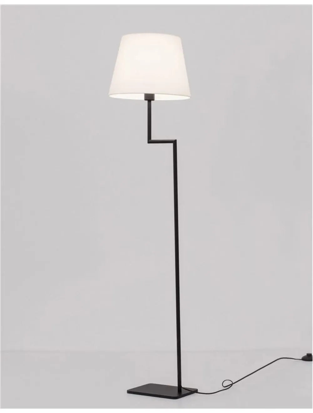 Lampa de podea structura din Aluminiu Negru si abajur din Textil Alb H150xL35cm IP20 SAVONA