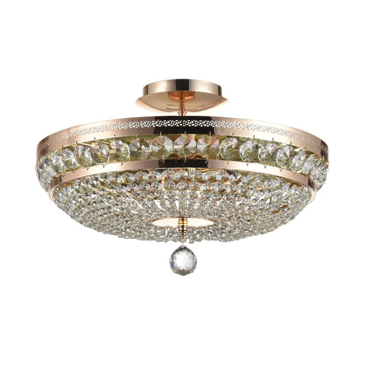Candelabru Rotund din Metal si Cristal Auriu/Transparent Ottilia D44xH26cm